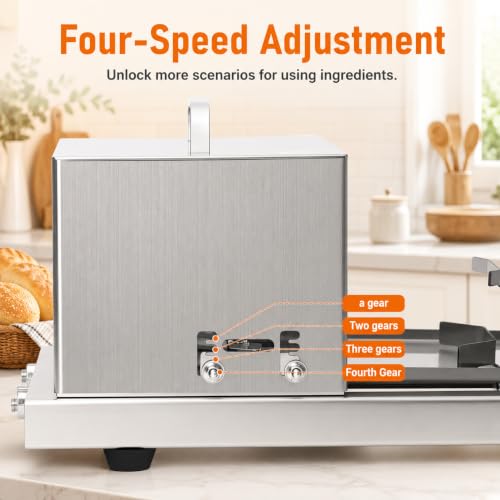 Manual Bagel Slicer,Adjustable Thickness Hamburger Bagel Cutter Slicer,with 2 Stainless Steel Blade Commercial Bread Slicer Machine
