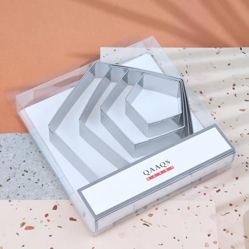 Pentagon Cookie Cutter Set Large - 5 Inch, 4 Inch, 3 Inch, 2 Inch - Geometric Polygon Frame Plaque Cookie Cutters Shapes Molds - Stainless Steel - color: Pentagon