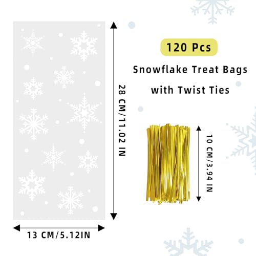 Morepack Snowflake Cellophane Bags 5x11In 120Pcs Clear Christmas Treat Bags - color: Snowflake