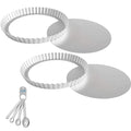 Lumintrail Fat Daddios Anodized Aluminum Fluted Tart Pan, 2 Pack, 9.5 Inches by 1 Inch, with a Measuring Spoon Set
