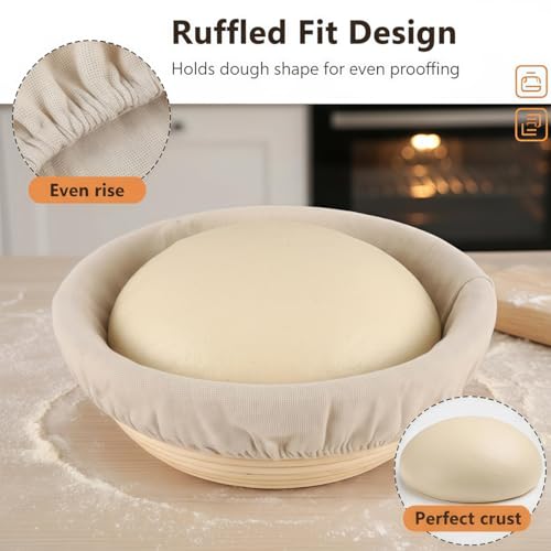 2Pcs Round Banneton Liners, Cotton Bread Proofing Basket Covers