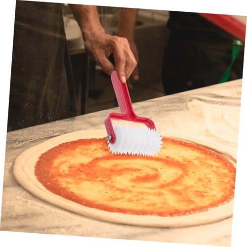 GALPADA Pizza Dough Red Plastic Stainless Steel Hand Roller Tool