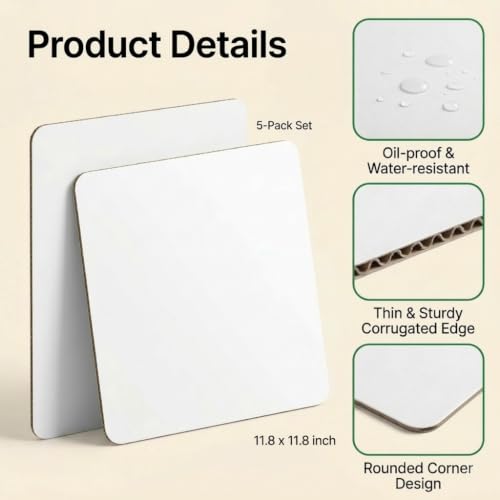 5PCS Square Cake Boards,11.8 x 11.8 Inch White Greaseproof Cardboard - size: Square Cake Boards-5PCS