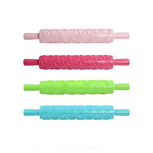 Embossed Rolling Pin, Plastic 14.37 Inch Textured Decor