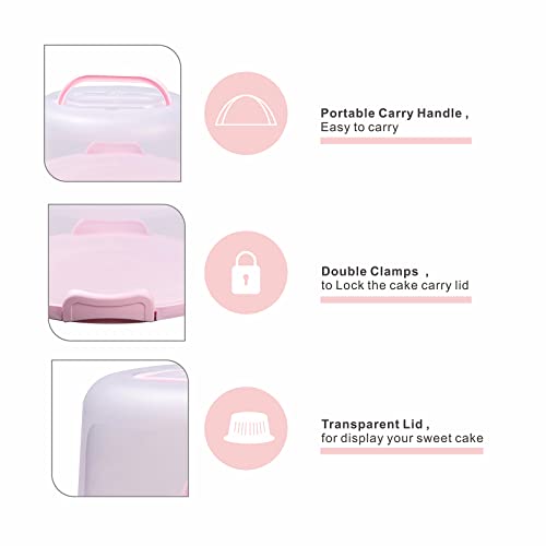 10in Plastic Cake Carrier with Handle, Round Cake Holder with Lid Pink Cake Container for 6in/8in/10in Cake(purple) - color: Purple