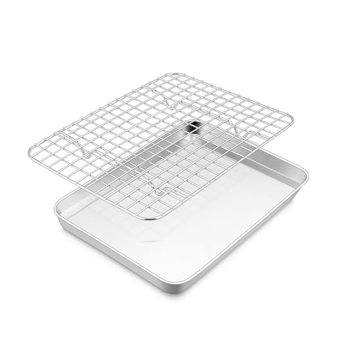 E-far Baking Sheet with Wire Rack Set, 10.5" x 8.3" (1 Pan +1 Cooling Rack) - size: 10.5"x8"
