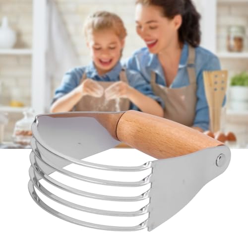 Stainless Steel Dough Blender - Professional Pastry Cutter with 5-Blades Dough Masher for Butter,Cookie,Baking with Ergonomic Handle