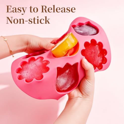 2 Pack Flower Silicone Mold – Tulip & Sunflower Shapes, Food Grade Non-Stick Chocolate Molds for Gummy, Candy, Jelly, Ice Cubes & Baking – BPA-Free, Oven/Freezer/Dishwasher Safe - color: Pink