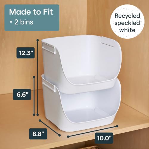 YouCopia ShelfBin Stacking Pantry Bins, 2-Pack, Stackable Storage Basket Organizers for Kitchen and Cabinet Organization - size: Stacking Bins