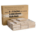 9x9-8000 Bulk Sheets - Commercial Parchment Paper Squares - color: Brown, size: 9"x9" (22.9x22.9cm) - 8000 sheets