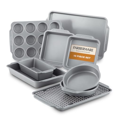 Farberware Nonstick Bakeware Set with Cooling Rack for Baking, 10-Piece - size: 10-Piece