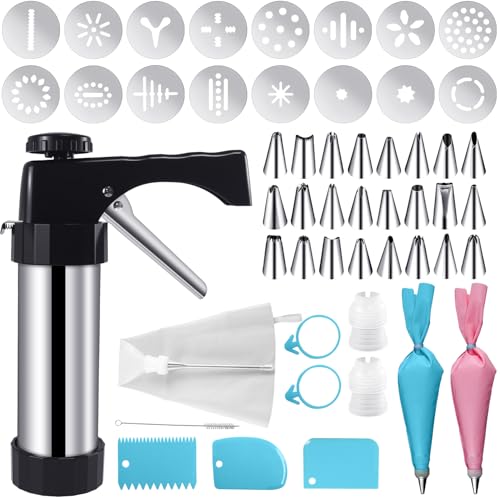52 Pcs Cookie Press Gun Kit,Stainless Steel Cookies Press Spritz