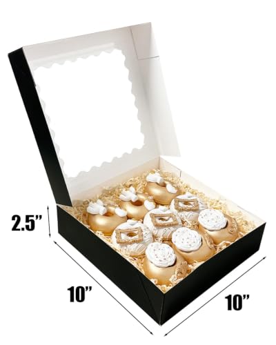 Bakepacker Auto-pop Up Pie Boxes 10x10x2.5 inches 36pcs Black - color: Black