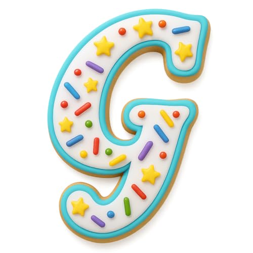 Mighty Gadget Fancy Cursive Letter A to Z Cookie Cutter - 4" Tall Alphabet Baking Mold (Random Color) (G) - color: G