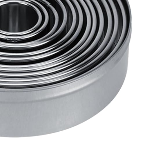 Round Cookie Cutters Set, 12PCS Biscuit Cutter Stainless Steel Biscuit Cutter Graduated Sizes Circle Pastry Molds for Baking Donut Fondant