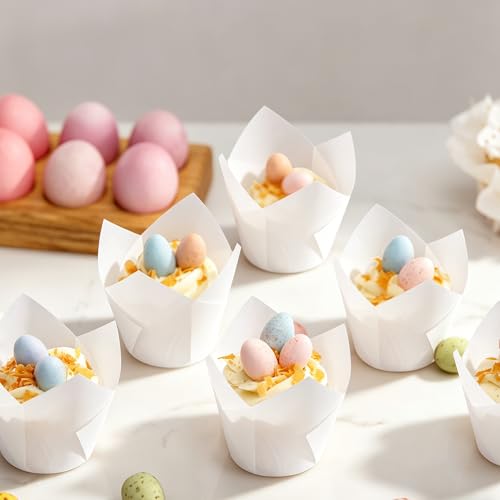 Ruisita 150 Pcs White Mini Cupcake Liners Muffin Liners Baking Cups - color: White