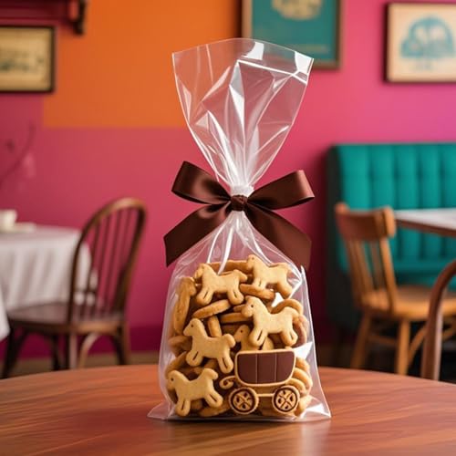 Morepack Cellophane Treat Bags 4x9 In 200 PCS Cookie Bags with Twist Ties - size: 4x9 Inch (Pack of 200)