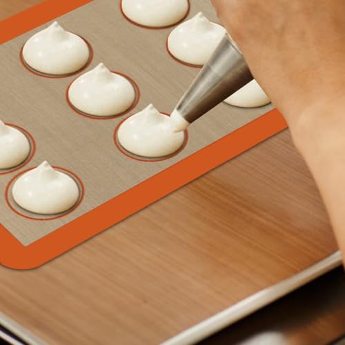 Silicone Baking Mat Macaron - Set of 3 (2 Half Sheet Liners and 1 Quarter Sheet), Non Stick Silicon Cookie Oven Liner For Macaroons, Bake Pans, Pizza, Toaster, Cake and Bread Making (Orange) - color: Orange