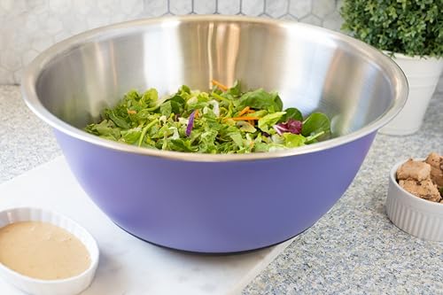 Fox Run Stainless Steel Mixing Bowl, Purple, Large 10.75 Quart Mixing Bowl - color: Purple, size: 10.75 Quart