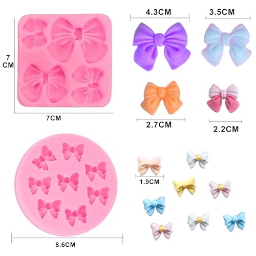 5 Pack Bowknot & Heart Shape Silicone Fondant Mold