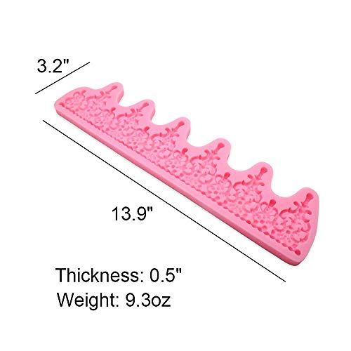 13 Inch Long 3D Crown Silicone Fondant Mold Lace Cake Border Moulds Gumpaste Sugarcraft Mould for Wedding Decoration Cake Decorating Tools