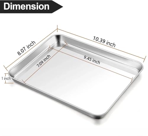 Baking Sheet Cookie Sheet Set of 2, Umite Chef Stainless Steel Baking Pans Tray Professional 10.39x8.07x1inch, Non Toxic & Healthy, Mirror Finish & Rust Free, Easy Clean & Dishwasher Safe - size: 10.39inx8.07inx1in