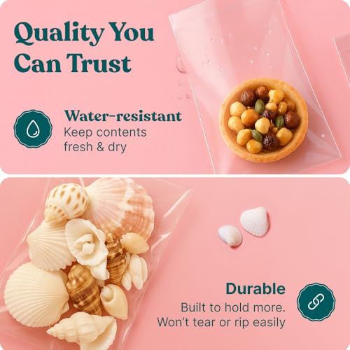 5x7 Self Sealing Cellophane Bags (1000 Pack) - Clear Cookie Bags With Seal - size: 5" X 7"