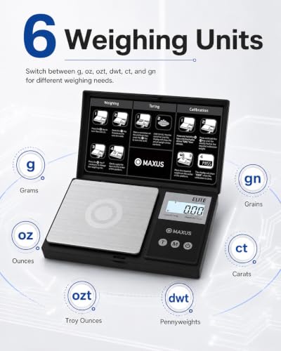 MAXUS Digital Pocket Gram Scale 500g x 0.01g High Precision with Tray - color: Black