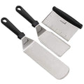 Griddle Sraper Flipper - 2 Metal Spatulas - Great for cast Iron Griddle BBQ Grill Flat Top - Commercial Grade - Griddle Accessories - color: Plastic Handle Set