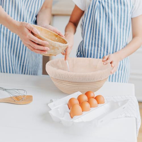 2 Pcs Round Bread Proofing Basket Cloth Liner - 9 Inch Natural Rattan Banneton Basket Cover for Sourdough Dough - color: 2pcs round 9IN