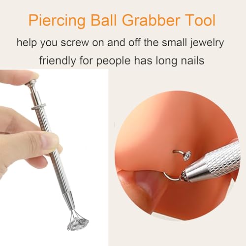 MODRSA 20g 16g 18g Piercing Taper Internal Threaded Piercing Taper Insertion Threader Tool Threadless Jewelry Changing Tool Horseshoe Nose Ring Labret Earring Studs Applicator Piercing Ball Grabber - color: E1- Horseshoe 20g 7mm 8mm - silver
