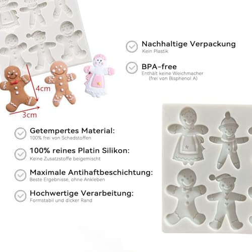 1 Pcs Christmas Silicone Molds for Chocolate 6-Cavities Various Shapes Gingerbread Man Shape 3D Chocolate Moulds Candy Molds for Christmas Day Holiday Theme Candy Pudding Jelly Making - color: Styl 35