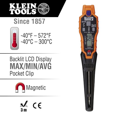 Klein Tools ET10 Magnetic Digital Pocket Thermometer, Fahrenheit/Celsius - style: Magnetic Digital