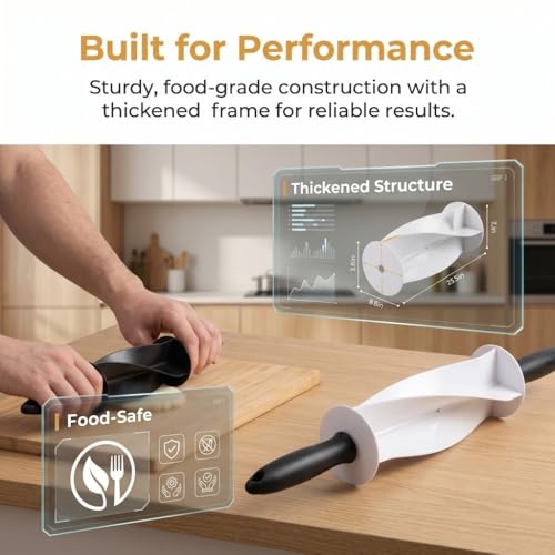 Rolling Pin 36.4cm – Irregular Shape Dough Roller Pastry Cutter for Dough, Croissant & Bread, Food-Safe Plastic Baking Tool with Detachable Handle