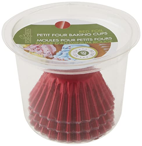 Fox Run Red Foil Muffin and Cupcake Liners, Set of 48 Petit Size Wrappers - size: Petit Four