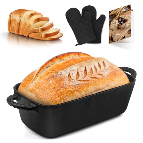 Cast Iron Loaf Pan 9.5x5 Inch, Pre-Seasoned Bread Baking Pan