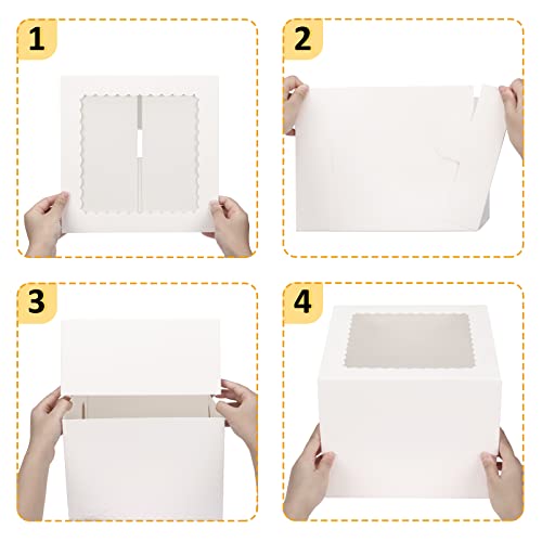 Moretoes 10 Sets Cake Boxes with Boards, 10x10x8 Inches Tall Bakery Boxes - size: 10*10*8in