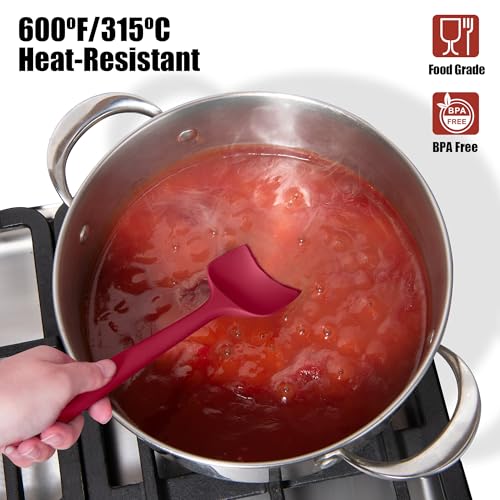 Doosu 600°F Heat Resistant Silicone Spatula Spoonula, 2‑Piece, Aqua+Red - color: Aqua+Red, size: Flat & Spoon Spatulas