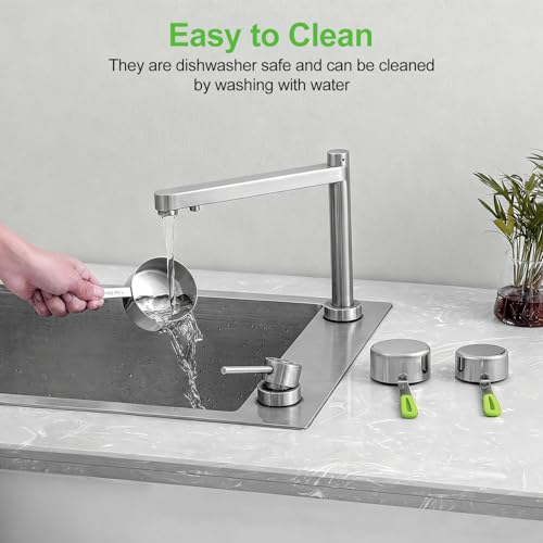 Bopei 10-Pcs Stainless Steel Measuring Cups & Spoons Set, Green Handles - color: Green