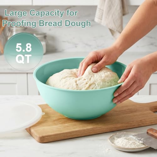 BoxedHome BPA Free Plastic Round Mixing Bowl with Lids, 12 Pack Nesting Bowls with Lids Set, Microwave and Dishwasher Safe Prep & Serving Bowls Great for Mixing, Baking, Serving (pinkish green, 12pcs) - color: Pinkish Green