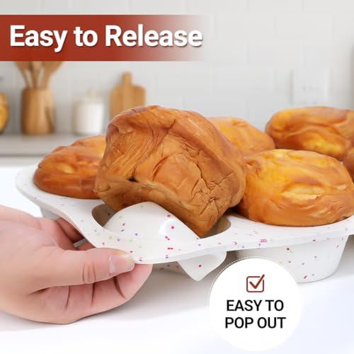 CAKETIME Jumbo Muffin Pan, 3.5 Inch Large Muffin Pan 6 Cup Silicone Jumbo Muffin Tin for Baking Giant Homemade Muffins, Cupcakes, Frittatas Non Stick 1 Pack Confetti - size: 1pc: Jumbo 6-Cup