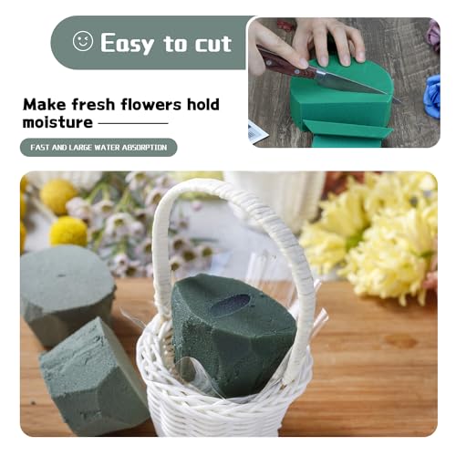 Large Floral Foam Round 6'' SUPKING Flower Foam 4Pcs Florist Foam Blocks Wet Dry Green Foam for Artificial and Fresh Flower Arrangement - size: 6 inch