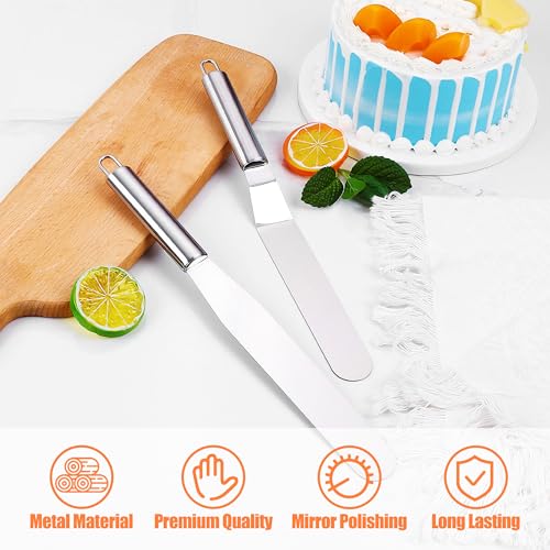 4 Pcs Angled Cake Icing Spatula Set, Stainless Steel Straight Off Spatulas