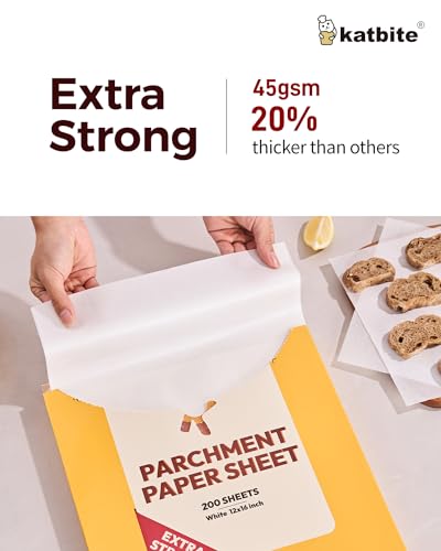 Katbite 200PCS 12x16 In Heavy Duty Flat Parchment Paper, Parchment Paper Sheets for Baking Cookies, Cooking, Frying, Air Fryer, Grilling Rack, Oven(12x16 Inch) [Extra Strong Series] (Pack of 2) - size: 12"x16"-200 (Pack of 2)