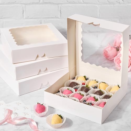 ZORRITA White Pie Boxes with Window, 20 Pack, 10" x 10" x 2.5" - size: 10"L x 10"W x 2.5"H