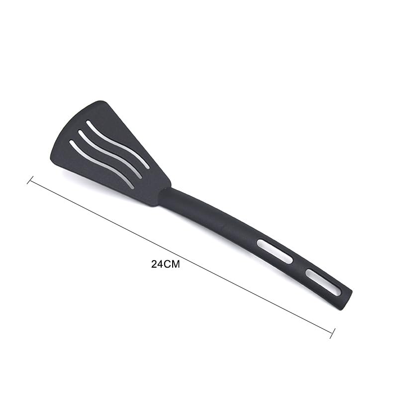 Kitchen Cooking Tools 3Pcs Mini Nylon Kitchen Utensils Set Slotted Turner Solid Spoon Fork Dinner Tools (black) - color: Black