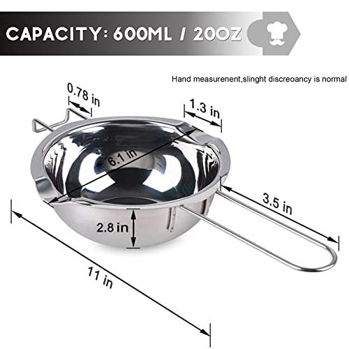 0.5QT Double Boiler Chocolate Melting with 1.5 QT 304 Stainless Steel Pot - size: 600ml+1600ml