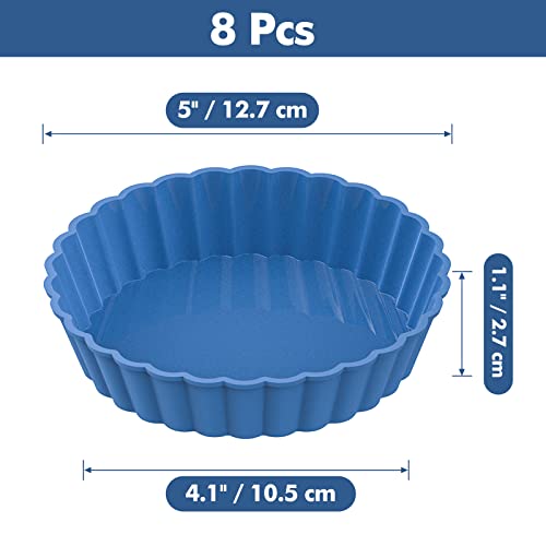 Webake 8 Pack Silicone Tart and Pie Molds, 5 Inches Silicone Round Mold Individual Small Fluted Cake Pans Mini Quiche Tart Pans for Baking - style: Tart