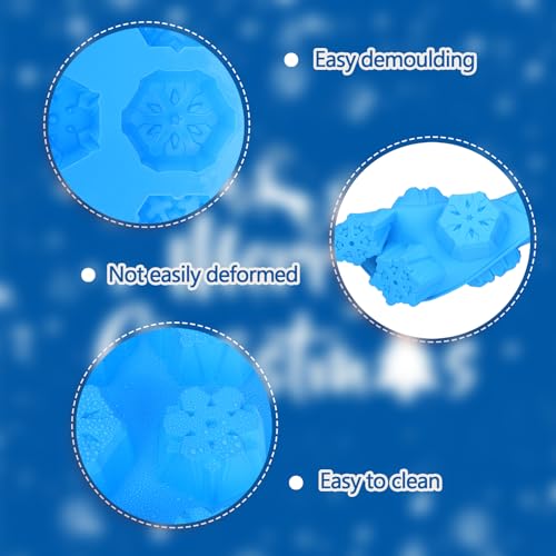 Snowflake Silicone Mold Christmas Molds DIY Large Snow Molds for Chocolate Fondant Cookies Ice Cube and Candles Soap Molds Cup Cake Molds Silicone Baking Molds for Xmas New Year Decor - color: Blue