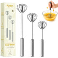 Kerros 3 Pack Semi Automatic Whisk Set, Stainless Steel Egg Beaters